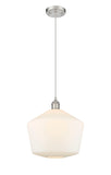 516-1P-SN-G651-12 Cord Hung 12" Brushed Satin Nickel Mini Pendant - Cased Matte White Cindyrella 12" Glass - LED Bulb - Dimmensions: 12 x 12 x 13.5<br>Minimum Height : 16.5<br>Maximum Height : 133.5 - Sloped Ceiling Compatible: Yes