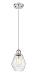 Cord Hung 6" Brushed Satin Nickel Mini Pendant - Seedy Cindyrella 8" Glass - LED Bulb Included