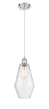 516-1P-SN-G654-7 Cord Hung 7" Brushed Satin Nickel Mini Pendant - Seedy Cindyrella 7" Glass - LED Bulb - Dimmensions: 7 x 7 x 14.5<br>Minimum Height : 17.5<br>Maximum Height : 134.5 - Sloped Ceiling Compatible: Yes