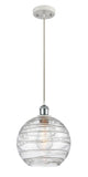 516-1P-WPC-G1213-10 Cord Hung 10" White and Polished Chrome Mini Pendant - Clear Athens Deco Swirl 8" Glass - LED Bulb - Dimmensions: 10 x 10 x 13<br>Minimum Height : 15.75<br>Maximum Height : 133.75 - Sloped Ceiling Compatible: Yes