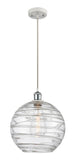 516-1P-WPC-G1213-12 Cord Hung 12" White and Polished Chrome Mini Pendant - Clear Athens Deco Swirl 12" Glass - LED Bulb - Dimmensions: 12 x 12 x 15<br>Minimum Height : 17.75<br>Maximum Height : 133.75 - Sloped Ceiling Compatible: Yes