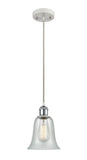 516-1P-WPC-G2812 Cord Hung 6.25" White and Polished Chrome Mini Pendant - Fishnet Hanover Glass - LED Bulb - Dimmensions: 6.25 x 6.25 x 12<br>Minimum Height : 14.75<br>Maximum Height : 132.75 - Sloped Ceiling Compatible: Yes