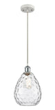 516-1P-WPC-G372 Cord Hung 8" White and Polished Chrome Mini Pendant - Clear Large Waverly Glass - LED Bulb - Dimmensions: 8 x 8 x 12<br>Minimum Height : 15.75<br>Maximum Height : 131.75 - Sloped Ceiling Compatible: Yes