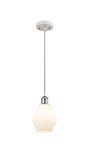 516-1P-WPC-G651-6 Cord Hung 6" White and Polished Chrome Mini Pendant - Cased Matte White Cindyrella 6" Glass - LED Bulb - Dimmensions: 6 x 6 x 10<br>Minimum Height : 13<br>Maximum Height : 130 - Sloped Ceiling Compatible: Yes