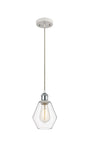 516-1P-WPC-G652-6 Cord Hung 6" White and Polished Chrome Mini Pendant - Clear Cindyrella 6" Glass - LED Bulb - Dimmensions: 6 x 6 x 10<br>Minimum Height : 13<br>Maximum Height : 130 - Sloped Ceiling Compatible: Yes
