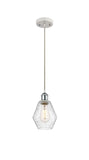 516-1P-WPC-G654-6 Cord Hung 6" White and Polished Chrome Mini Pendant - Seedy Cindyrella 6" Glass - LED Bulb - Dimmensions: 6 x 6 x 10<br>Minimum Height : 13<br>Maximum Height : 130 - Sloped Ceiling Compatible: Yes