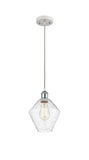 516-1P-WPC-G654-8 Cord Hung 8" White and Polished Chrome Mini Pendant - Seedy Cindyrella 8" Glass - LED Bulb - Dimmensions: 8 x 8 x 11<br>Minimum Height : 14<br>Maximum Height : 131 - Sloped Ceiling Compatible: Yes