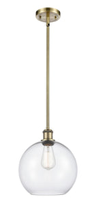Stem Hung 10" Antique Brass Mini Pendant - Clear Large Athens Glass LED