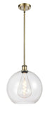 Stem Hung 11.75" Antique Brass Mini Pendant - Clear Large Athens Glass LED