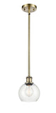 Stem Hung 6" Antique Brass Mini Pendant - Clear Athens Glass LED
