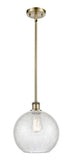 Stem Hung 10" Antique Brass Mini Pendant - Clear Crackle Large Athens Glass LED