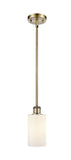 Stem Hung 3.875" Antique Brass Mini Pendant - Matte White Clymer Glass LED