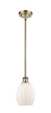 Stem Hung 6" Antique Brass Mini Pendant - Matte White Eaton Glass LED