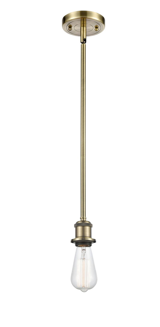 Stem Hung 4.5" Antique Brass Mini Pendant - Bare Bulb LED
