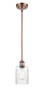 Stem Hung 4.5" Antique Brass Mini Pendant - Clear Hadley Glass LED