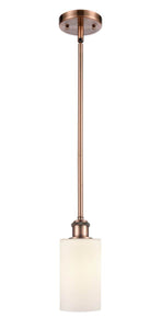 Stem Hung 3.875" Antique Brass Mini Pendant - Matte White Clymer Glass LED
