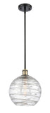 516-1S-BAB-G1213-10 Stem Hung 10" Black Antique Brass Mini Pendant - Clear Athens Deco Swirl 8" Glass - LED Bulb - Dimmensions: 10 x 10 x 13<br>Minimum Height : 20.75<br>Maximum Height : 44.75 - Sloped Ceiling Compatible: Yes