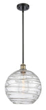 516-1S-BAB-G1213-12 Stem Hung 12" Black Antique Brass Mini Pendant - Clear Athens Deco Swirl 8" Glass - LED Bulb - Dimmensions: 12 x 12 x 15<br>Minimum Height : 22.75<br>Maximum Height : 44.75 - Sloped Ceiling Compatible: Yes