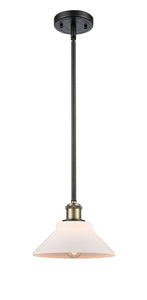 Stem Hung 8.375" Black Antique Brass Mini Pendant - Matte White Orwell Glass - LED Bulb Included