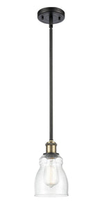 Stem Hung 4.5" Black Antique Brass Mini Pendant - Seedy Ellery Glass - LED Bulb Included