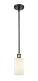 516-1S-BAB-G801 Stem Hung 3.875" Black Antique Brass Mini Pendant - Matte White Clymer Glass - LED Bulb - Dimmensions: 3.875 x 3.875 x 10<br>Minimum Height : 17.75<br>Maximum Height : 41.75 - Sloped Ceiling Compatible: Yes