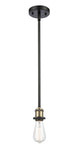 516-1S-BAB Stem Hung 4.5" Black Antique Brass Mini Pendant - Bare Bulb - LED Bulb - Dimmensions: 4.5 x 4.5 x 4<br>Minimum Height : 11.75<br>Maximum Height : 35.75 - Sloped Ceiling Compatible: Yes