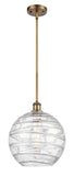 516-1S-BB-G1213-12 Stem Hung 12" Brushed Brass Mini Pendant - Clear Athens Deco Swirl 8" Glass - LED Bulb - Dimmensions: 12 x 12 x 15<br>Minimum Height : 22.75<br>Maximum Height : 44.75 - Sloped Ceiling Compatible: Yes