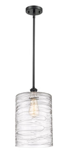 Stem Hung 9" Matte Black Mini Pendant - Deco Swirl Large Cobbleskill LED