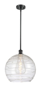 1-Light 13.75" Deco Swirl Pendant - Globe-Orb Clear Deco Swirl Glass - Choice of Finish And Incandesent Or LED Bulbs