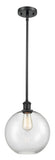 516-1S-BK-G122-10 Stem Hung 10" Matte Black Mini Pendant - Clear Large Athens Glass - LED Bulb - Dimmensions: 10 x 10 x 13<br>Minimum Height : 20.75<br>Maximum Height : 44.75 - Sloped Ceiling Compatible: Yes
