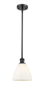 Stem Hung 7.5" Matte Black Mini Pendant - Matte White Ballston Dome LED