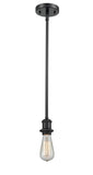 516-1S-BK Stem Hung 4.5" Matte Black Mini Pendant - Bare Bulb - LED Bulb - Dimmensions: 4.5 x 4.5 x 4<br>Minimum Height : 11.75<br>Maximum Height : 35.75 - Sloped Ceiling Compatible: Yes