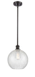 516-1S-OB-G125-10 Stem Hung 10" Oil Rubbed Bronze Mini Pendant - Clear Crackle Large Athens Glass - LED Bulb - Dimmensions: 10 x 10 x 13<br>Minimum Height : 20.75<br>Maximum Height : 44.75 - Sloped Ceiling Compatible: Yes