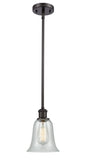 516-1S-OB-G2812 Stem Hung 6.25" Oil Rubbed Bronze Mini Pendant - Fishnet Hanover Glass - LED Bulb - Dimmensions: 6.25 x 6.25 x 12<br>Minimum Height : 19.75<br>Maximum Height : 43.75 - Sloped Ceiling Compatible: Yes