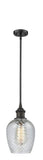 516-1S-OB-G292 Stem Hung 5" Oil Rubbed Bronze Mini Pendant - Clear Spiral Fluted Salina Glass - LED Bulb - Dimmensions: 5 x 5 x 10<br>Minimum Height : 17.75<br>Maximum Height : 41.75 - Sloped Ceiling Compatible: Yes