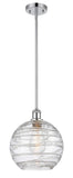 516-1S-PC-G1213-10 Stem Hung 10" Polished Chrome Mini Pendant - Clear Athens Deco Swirl 8" Glass - LED Bulb - Dimmensions: 10 x 10 x 13<br>Minimum Height : 20.75<br>Maximum Height : 44.75 - Sloped Ceiling Compatible: Yes