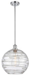 516-1S-PC-G1213-12 Stem Hung 12" Polished Chrome Mini Pendant - Clear Athens Deco Swirl 8" Glass - LED Bulb - Dimmensions: 12 x 12 x 15<br>Minimum Height : 22.75<br>Maximum Height : 44.75 - Sloped Ceiling Compatible: Yes