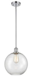 516-1S-PC-G122-10 Stem Hung 10" Polished Chrome Mini Pendant - Clear Large Athens Glass - LED Bulb - Dimmensions: 10 x 10 x 13<br>Minimum Height : 20.75<br>Maximum Height : 44.75 - Sloped Ceiling Compatible: Yes