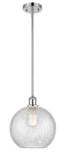 516-1S-PC-G125-10 Stem Hung 10" Polished Chrome Mini Pendant - Clear Crackle Large Athens Glass - LED Bulb - Dimmensions: 10 x 10 x 13<br>Minimum Height : 20.75<br>Maximum Height : 44.75 - Sloped Ceiling Compatible: Yes