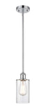 516-1S-PC-G802 Stem Hung 3.875" Polished Chrome Mini Pendant - Clear Clymer Glass - LED Bulb - Dimmensions: 3.875 x 3.875 x 10<br>Minimum Height : 17.75<br>Maximum Height : 41.75 - Sloped Ceiling Compatible: Yes