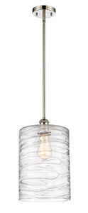 Stem Hung 9" Polished Nickel Mini Pendant - Deco Swirl Large Cobbleski LED