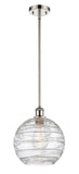 516-1S-PN-G1213-10 Stem Hung 10" Polished Nickel Mini Pendant - Clear Athens Deco Swirl 8" Glass - LED Bulb - Dimmensions: 10 x 10 x 13<br>Minimum Height : 20.75<br>Maximum Height : 44.75 - Sloped Ceiling Compatible: Yes