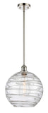516-1S-PN-G1213-12 Stem Hung 12" Polished Nickel Mini Pendant - Clear Athens Deco Swirl 8" Glass - LED Bulb - Dimmensions: 12 x 12 x 15<br>Minimum Height : 22.75<br>Maximum Height : 44.75 - Sloped Ceiling Compatible: Yes