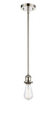 516-1S-PN Stem Hung 4.5" Polished Nickel Mini Pendant - Bare Bulb - LED Bulb - Dimmensions: 4.5 x 4.5 x 4<br>Minimum Height : 11.75<br>Maximum Height : 35.75 - Sloped Ceiling Compatible: Yes