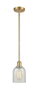 Stem Hung 5" Satin Gold Mini Pendant - Mouchette Caledonia Glass - LED Bulb Included