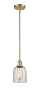 Stem Hung 5" Satin Gold Mini Pendant - Mica Caledonia Glass - LED Bulb Included