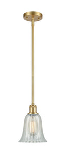 Stem Hung 6.25" Satin Gold Mini Pendant - Mouchette Hanover Glass - LED Bulb Included