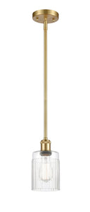 Stem Hung 4.5" Satin Gold Mini Pendant - Clear Hadley Glass - LED Bulb Included