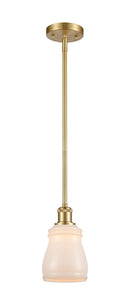 Stem Hung 4.5" Satin Gold Mini Pendant - White Ellery Glass - LED Bulb Included