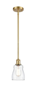 Stem Hung 4.5" Satin Gold Mini Pendant - Clear Ellery Glass - LED Bulb Included